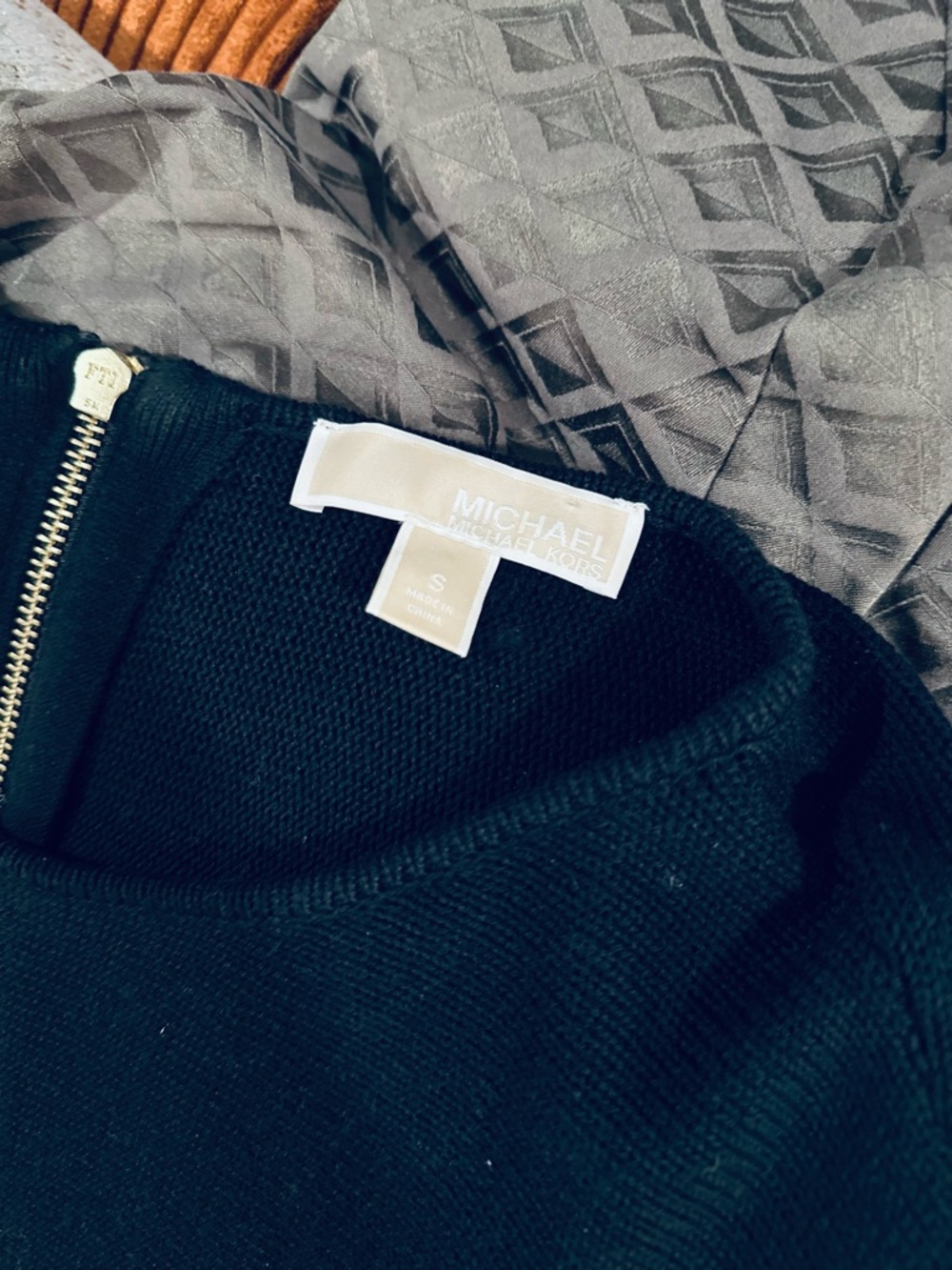 Michael Kors Black Long-Sleeve Boatneck Top with Back Zip Closure - Small, New - Picture 5 of 5